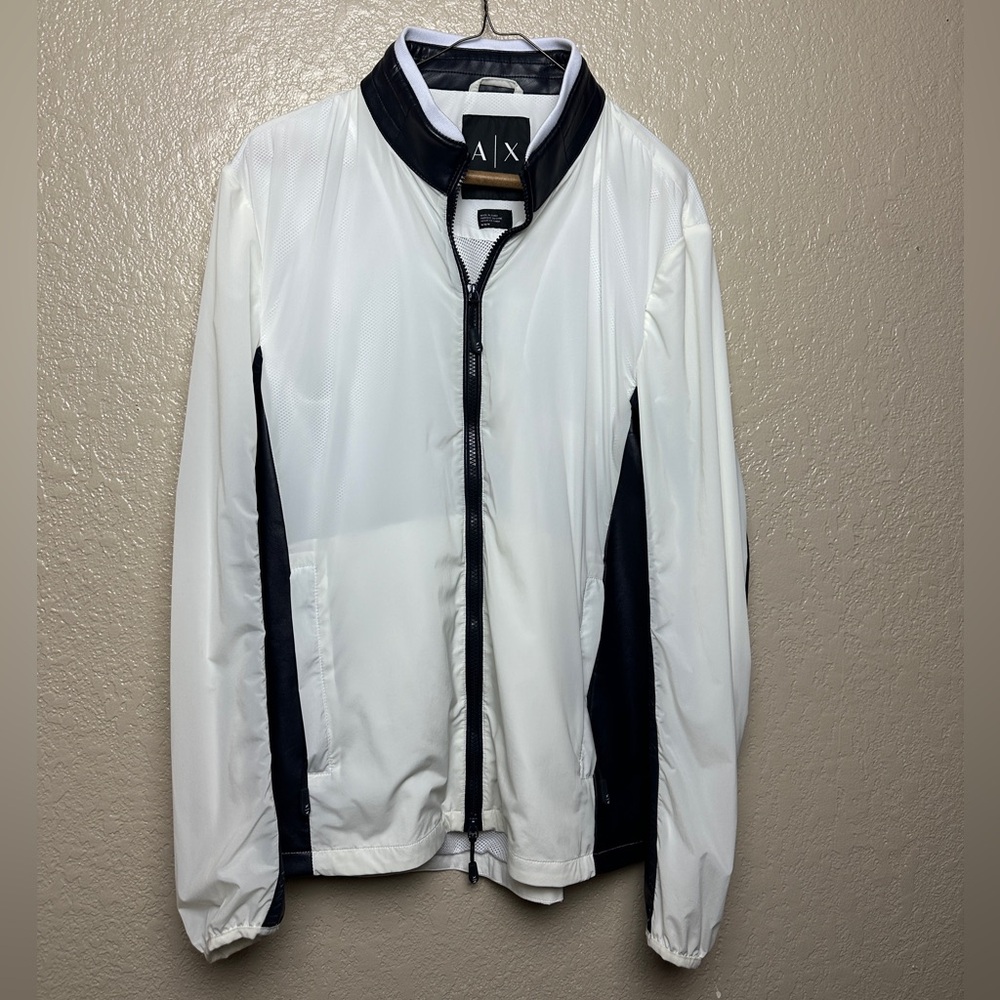 Armani Exchange Men's Windbreaker in White and Black
